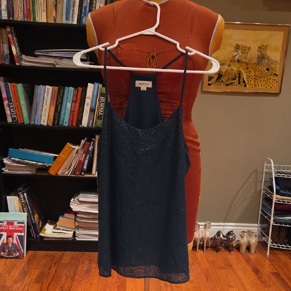 Smart Set Deep Green Sequin Racerback Cami Top